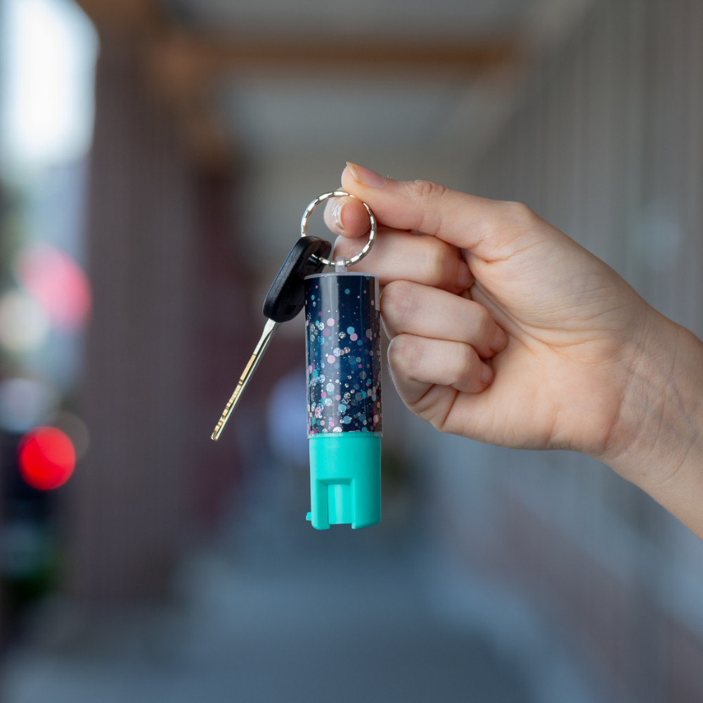 CONFETTI DESIGNER PEPPER SPRAY KEY RING – MINT