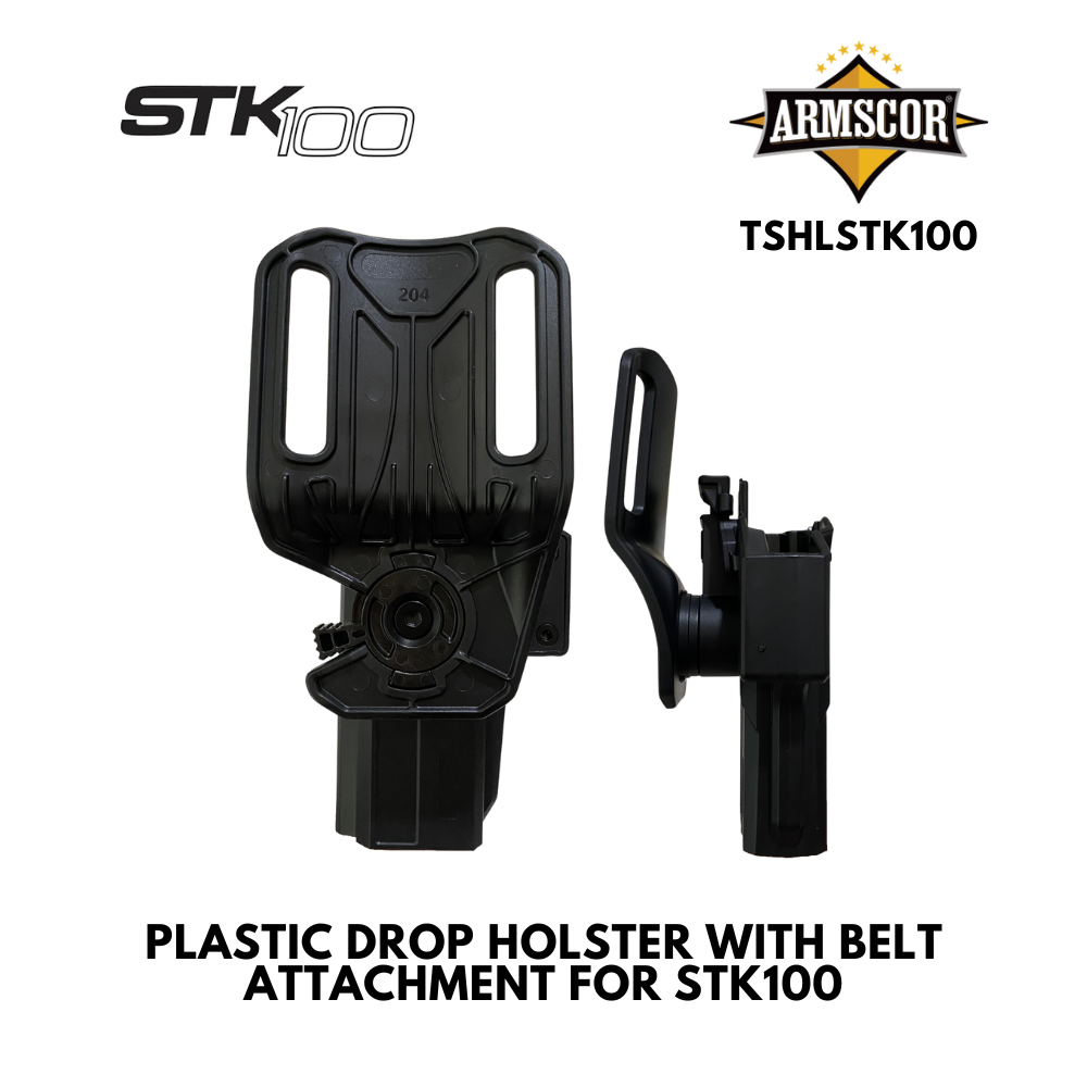 PLASTIC DROP HOLSTER WITH BELT ATTACHMENT FOR STK100
