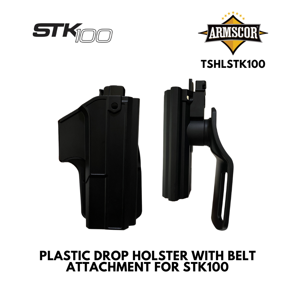 PLASTIC DROP HOLSTER WITH BELT ATTACHMENT FOR STK100