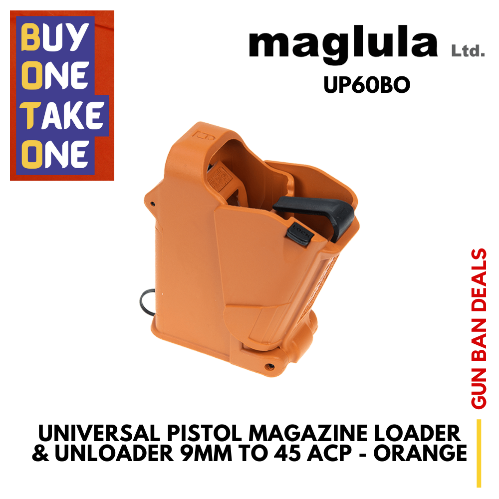 UNIVERSAL PISTOL MAGAZINE LOADER & UNLOADER 9MM TO 45 ACP - ORANGE