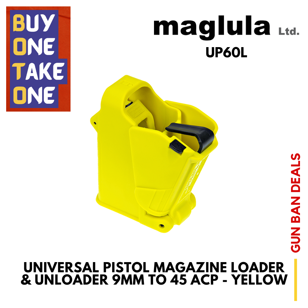 UNIVERSAL PISTOL MAGAZINE LOADER & UNLOADER 9MM TO 45 ACP - YELLOW