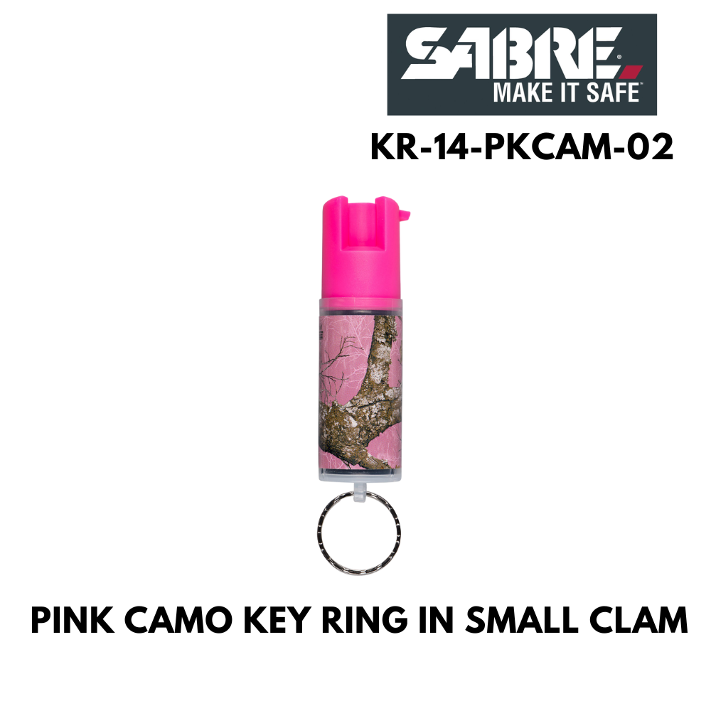 PINK CAMO KEY RING IN SMALL CLAM