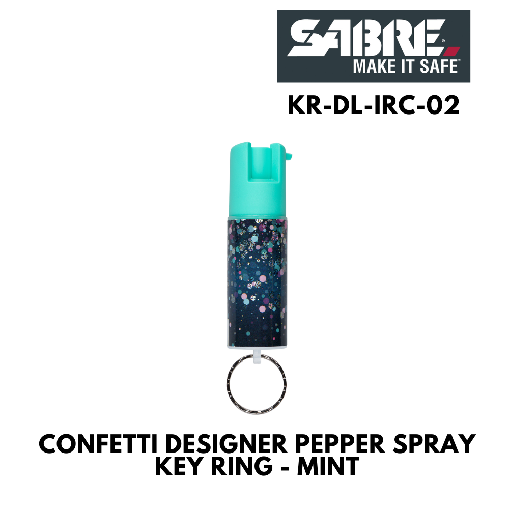 CONFETTI DESIGNER PEPPER SPRAY KEY RING – MINT