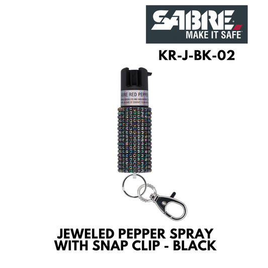 JEWELED PEPPER SPRAY WITH SNAP CLIP – BLACK